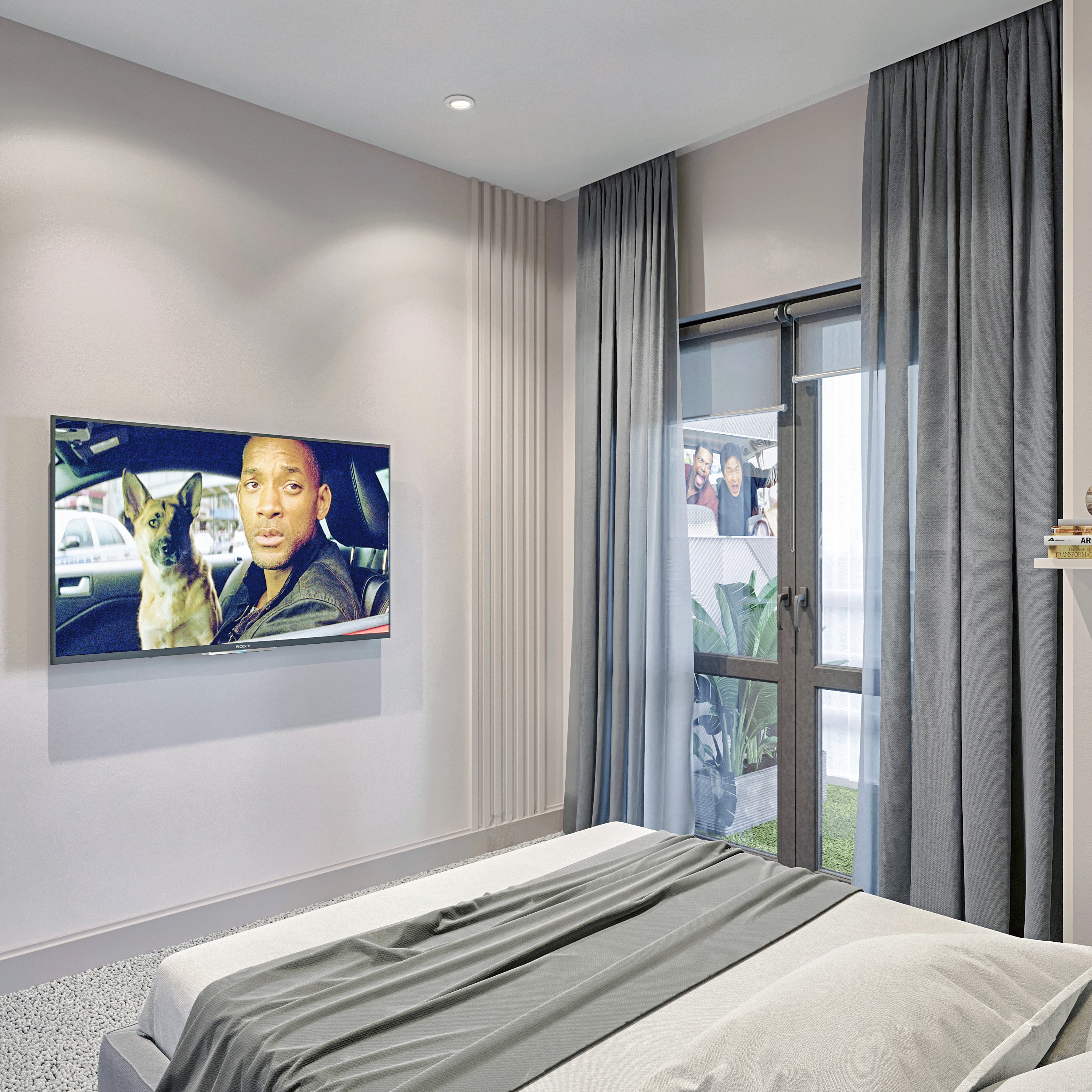 Визуализация спальни с балконом.-4