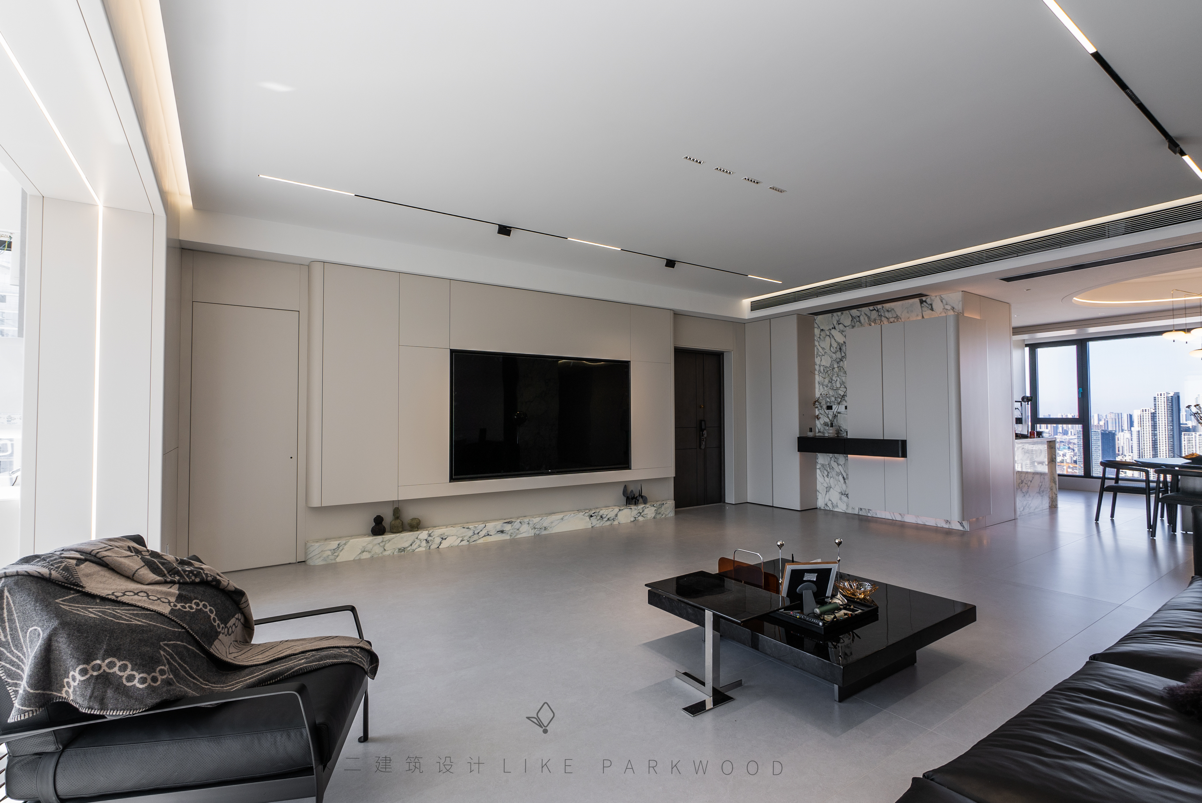 木二设计|298平极简滨江平层-4