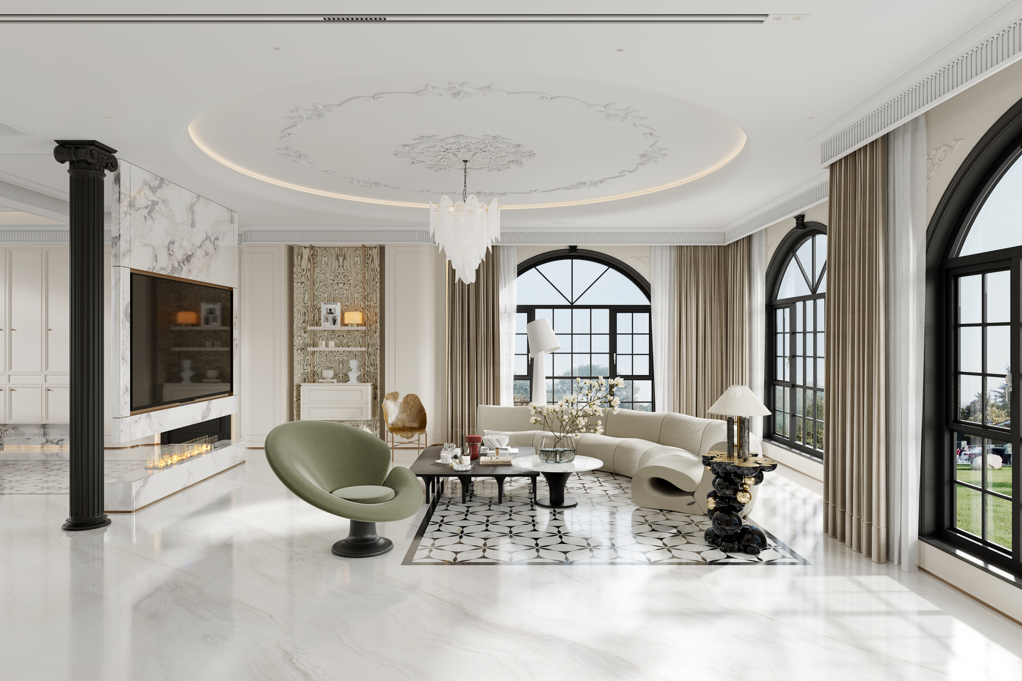 法式别墅 法式客厅 法式装修-3