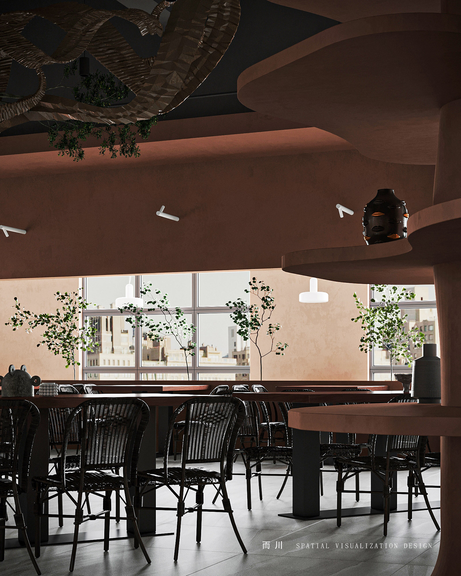 现代餐厅丨而川空间可视化工作室-7