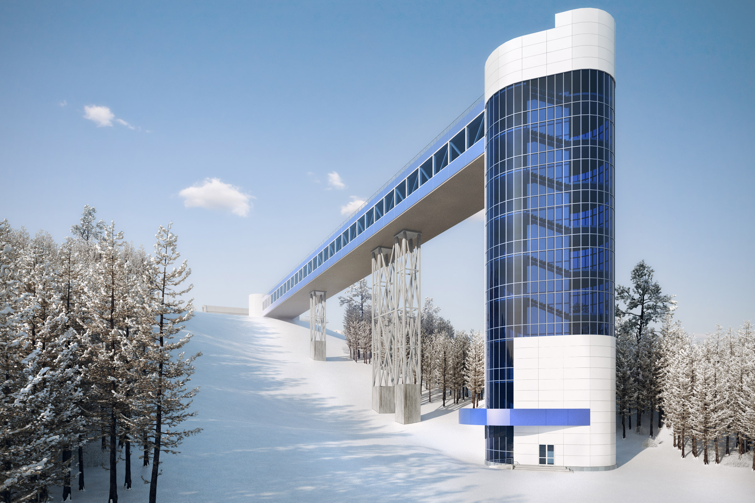 visualization of the winter ski complex in khanty mansiysk-3