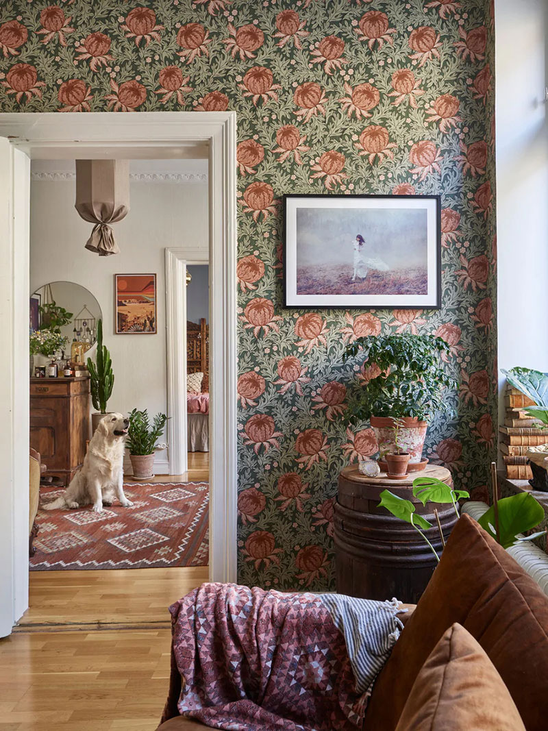 瑞典百年公寓的复古花卉之旅-5