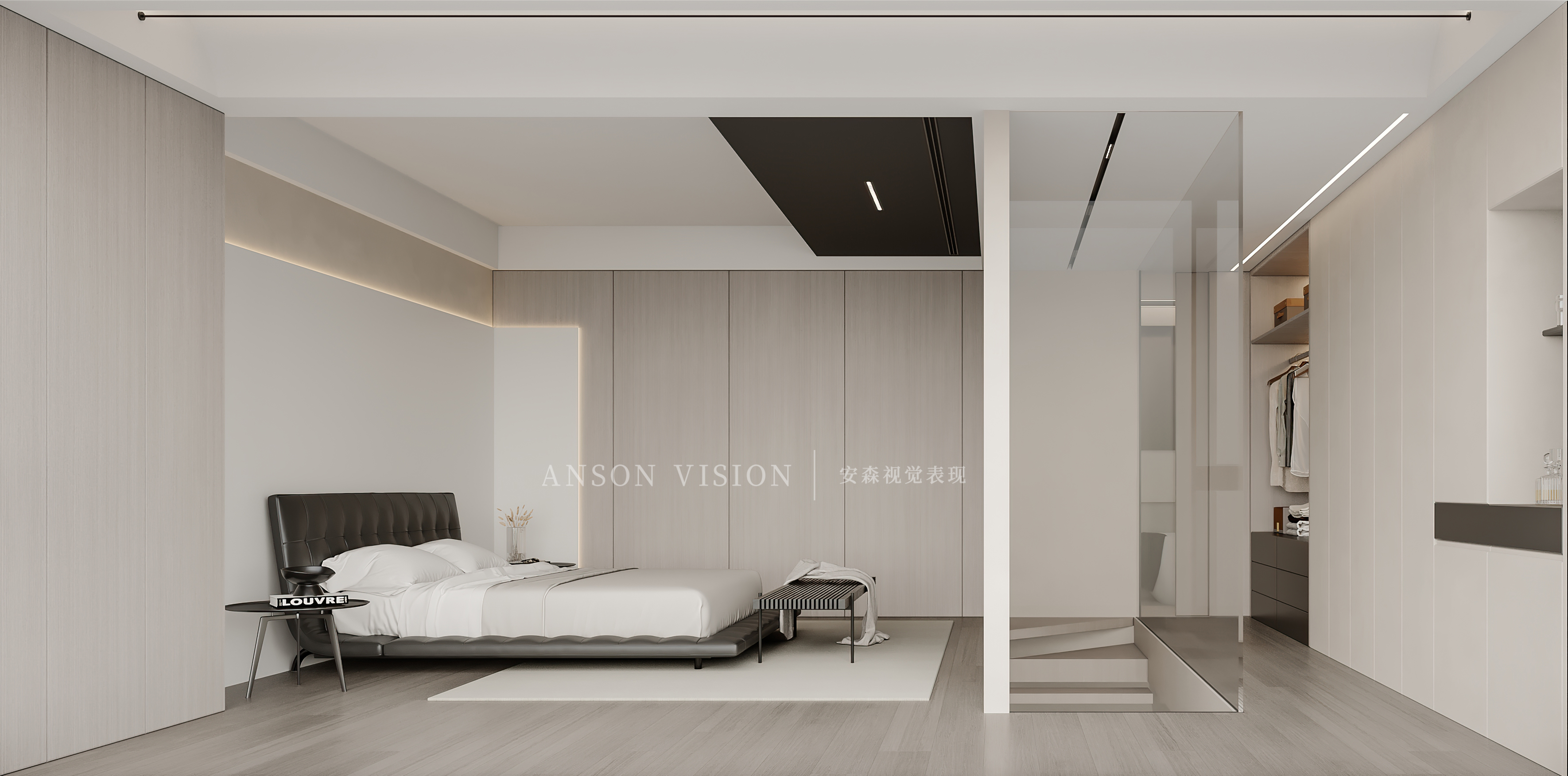 现代多空间极简家装表现丨Ansonvision·蒙头睡-12