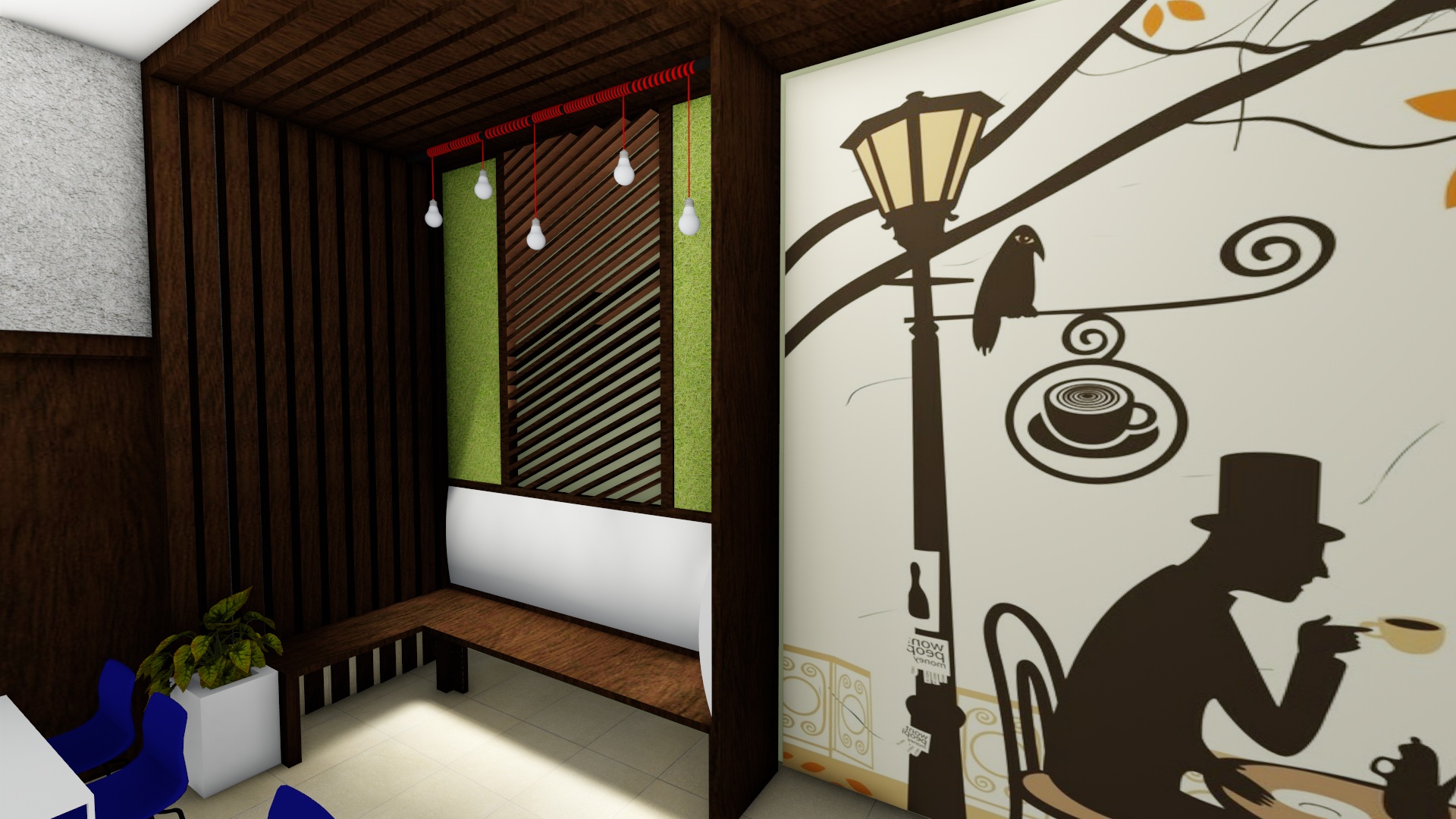 创意六边形百叶窗咖啡厅-17