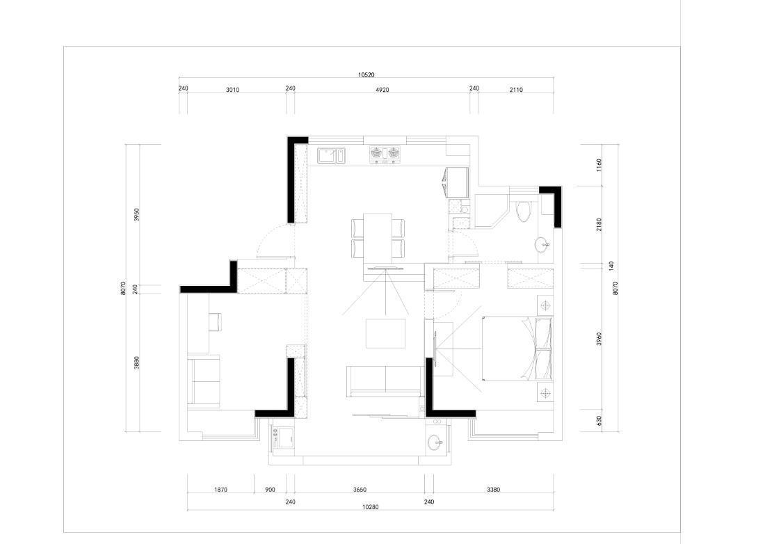 135㎡简约两居，真皮沙发与工业风茶几的完美融合-2