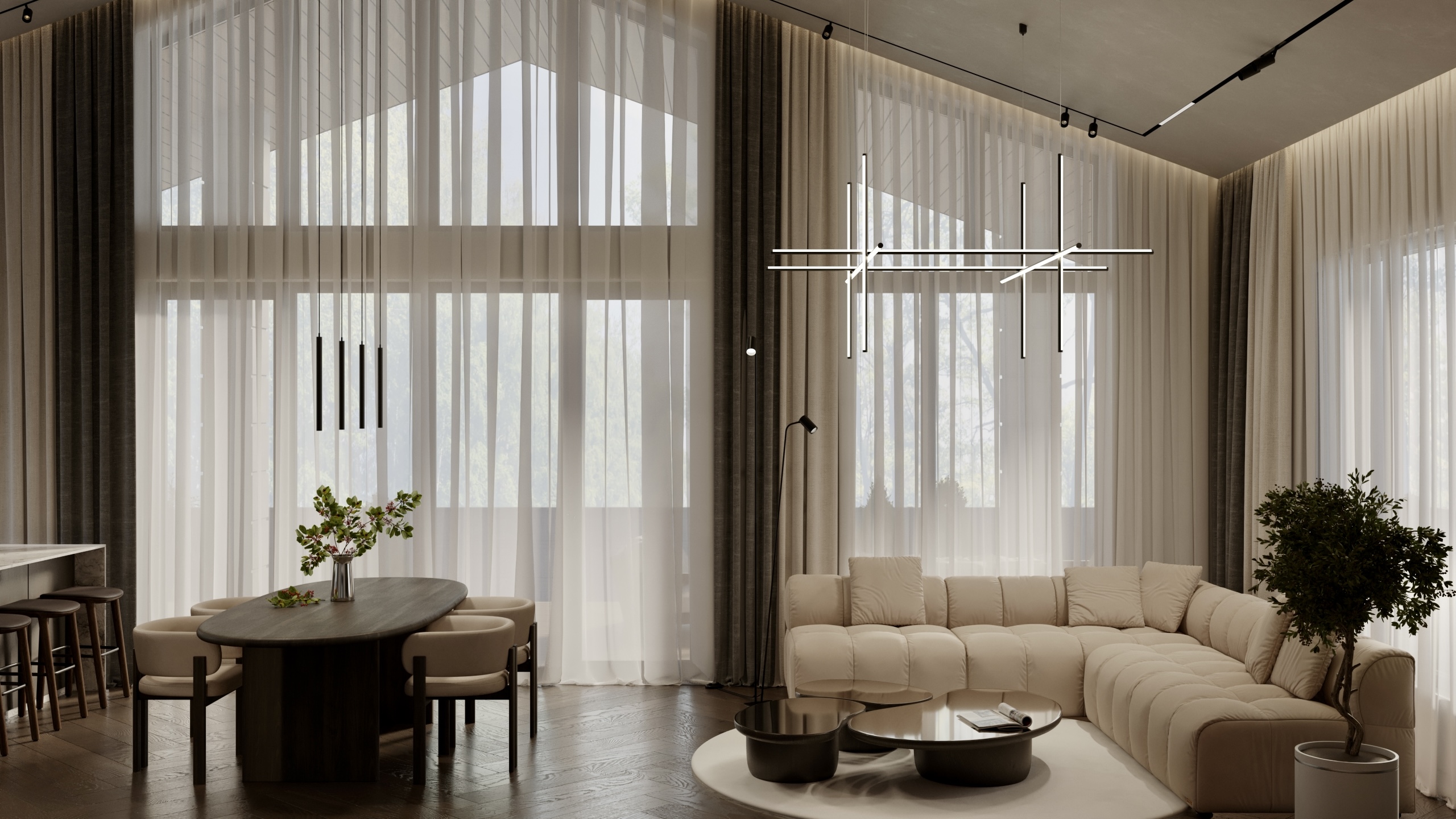 Visualization of the kitchen-living room-2