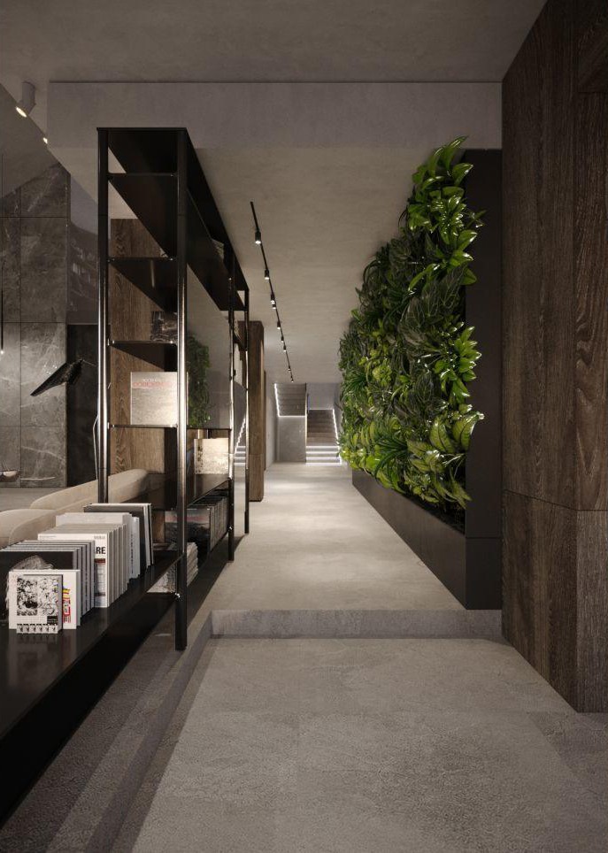 BROWN EYES 棕木+灰 绿植环绕住宅空间  Sergey Makhno Architects-3