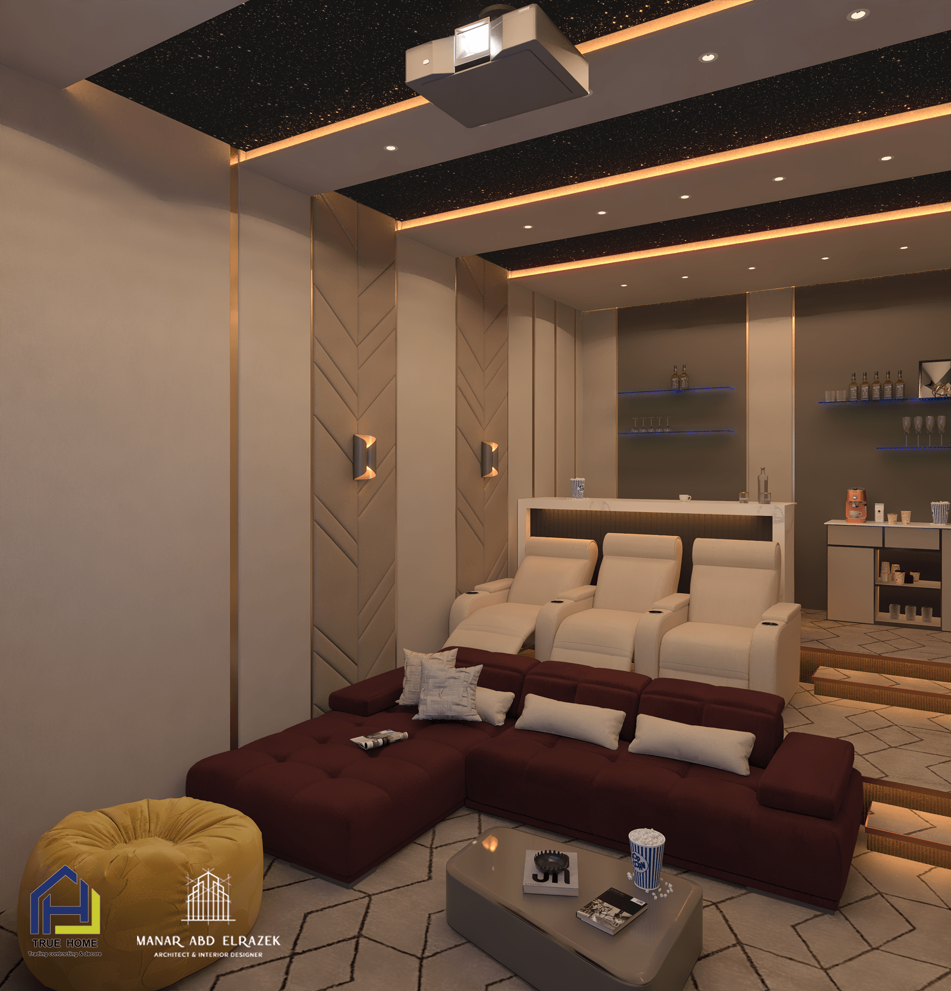 家庭影院室内设计丨卡塔尔丨TRUE HOME-7