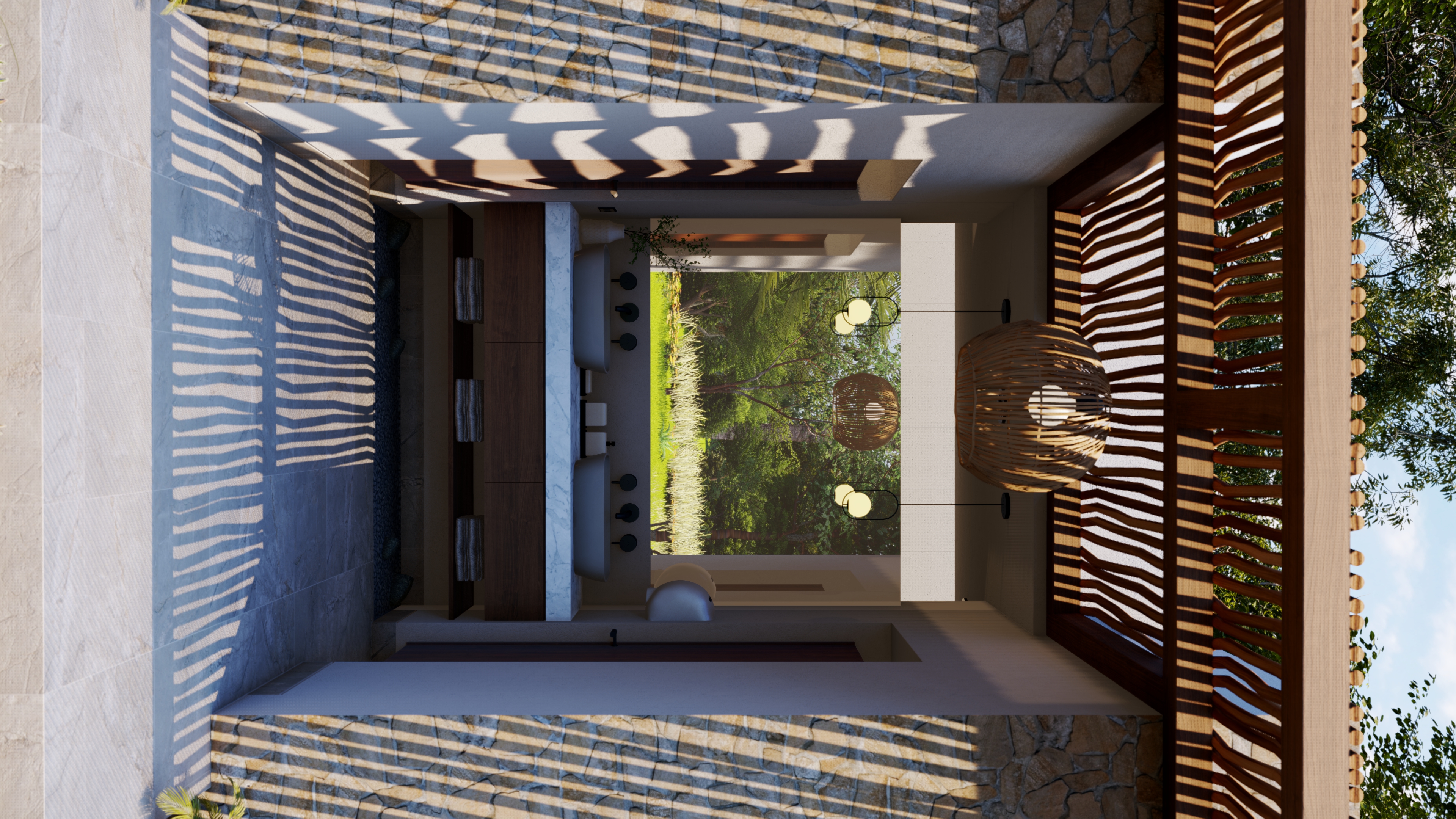 乡村带泳池房屋卫生间设计-7