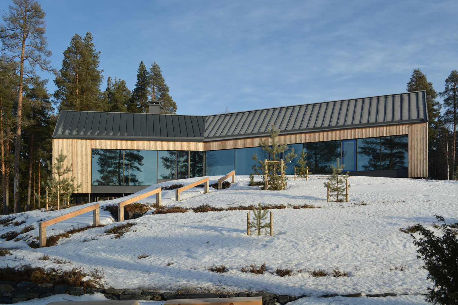 芬兰湖畔“Y 形”生态小屋-45