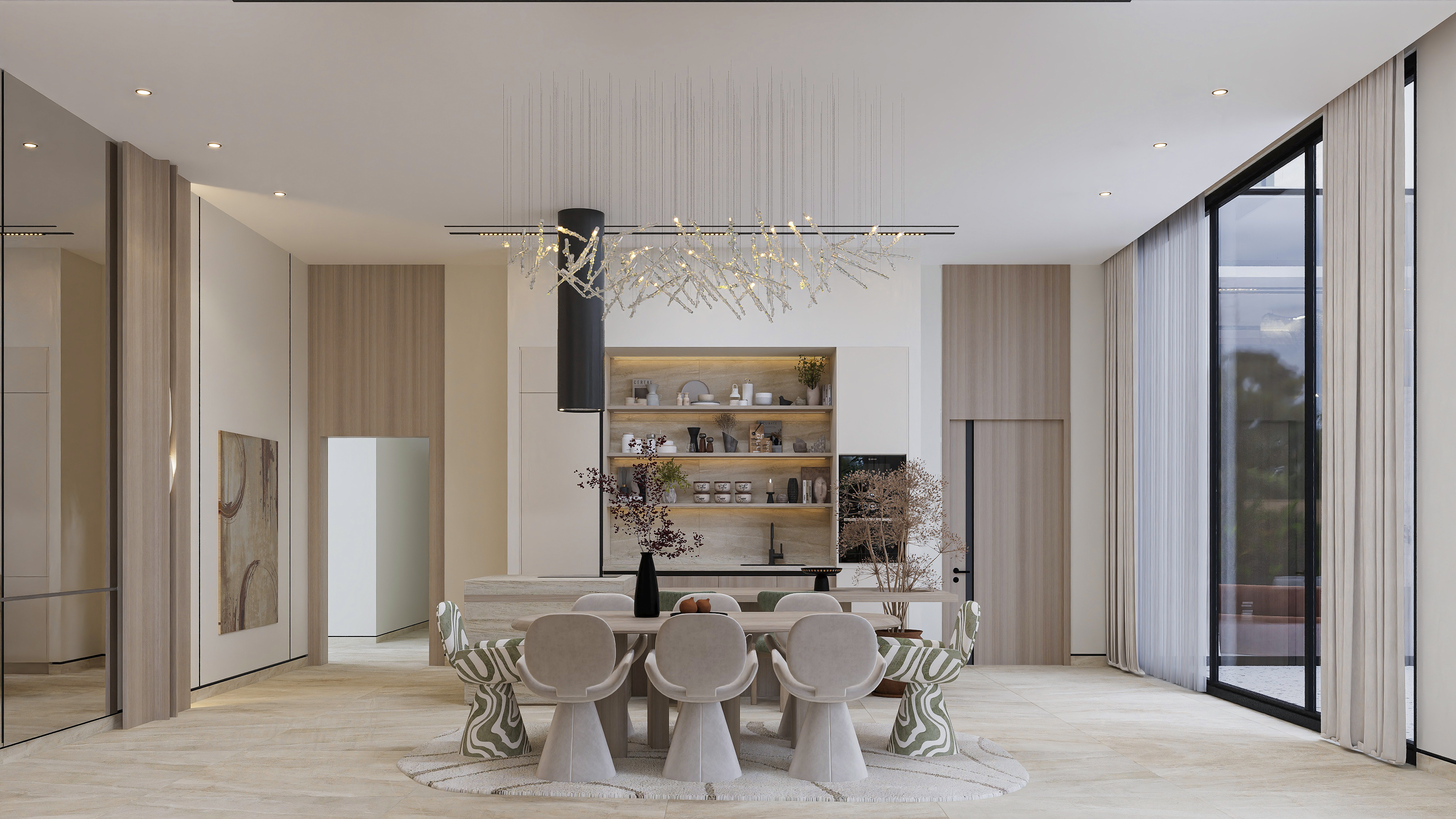 简约风客厅与餐厅丨阿联酋阿布扎比丨MENNA TAREK-7