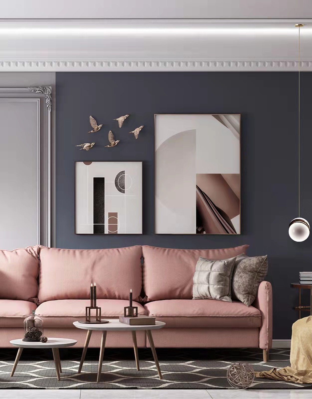 现代轻奢混搭风客餐厅，演绎时尚与高雅-3