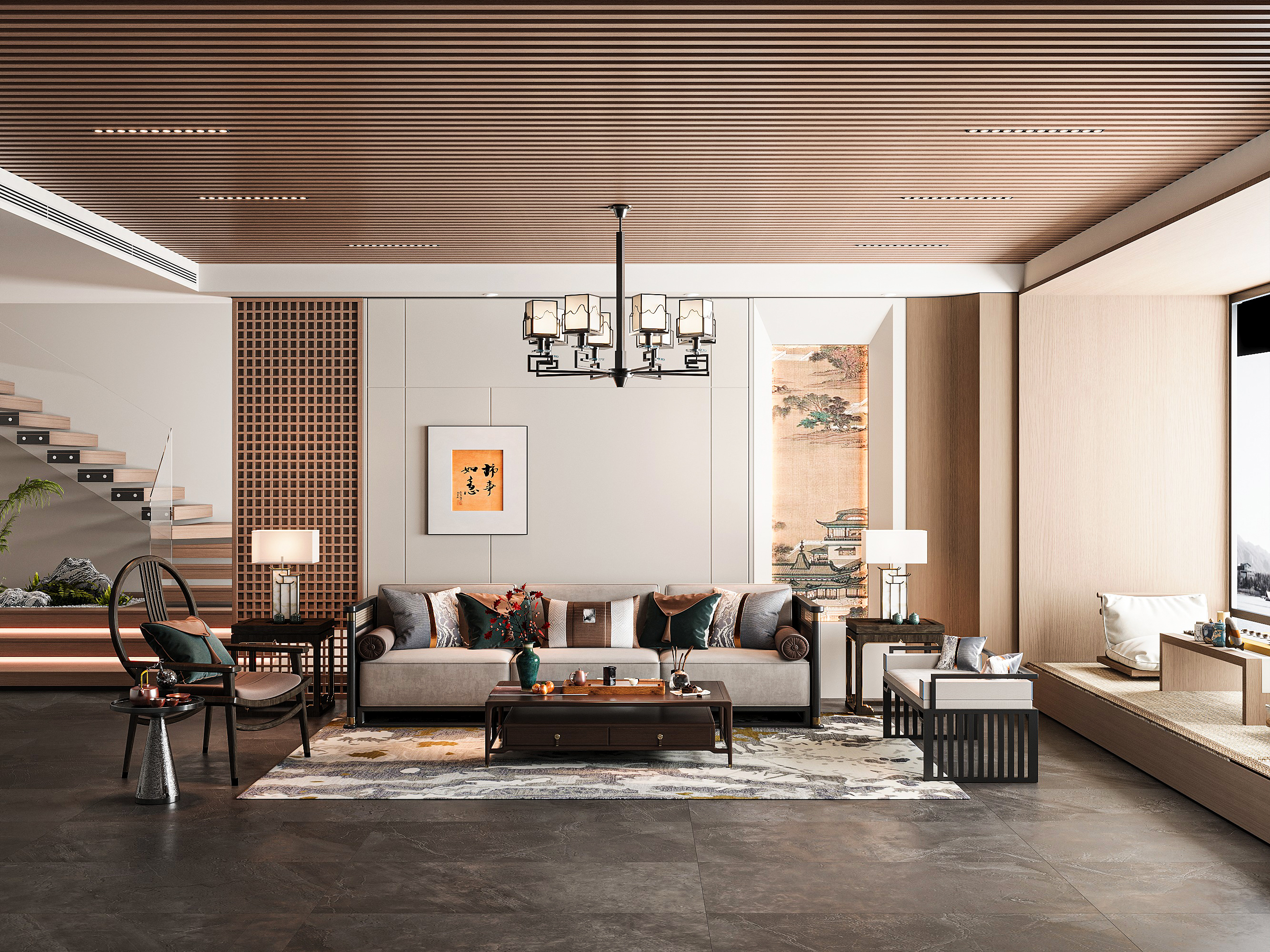 新中式沙发背景-1