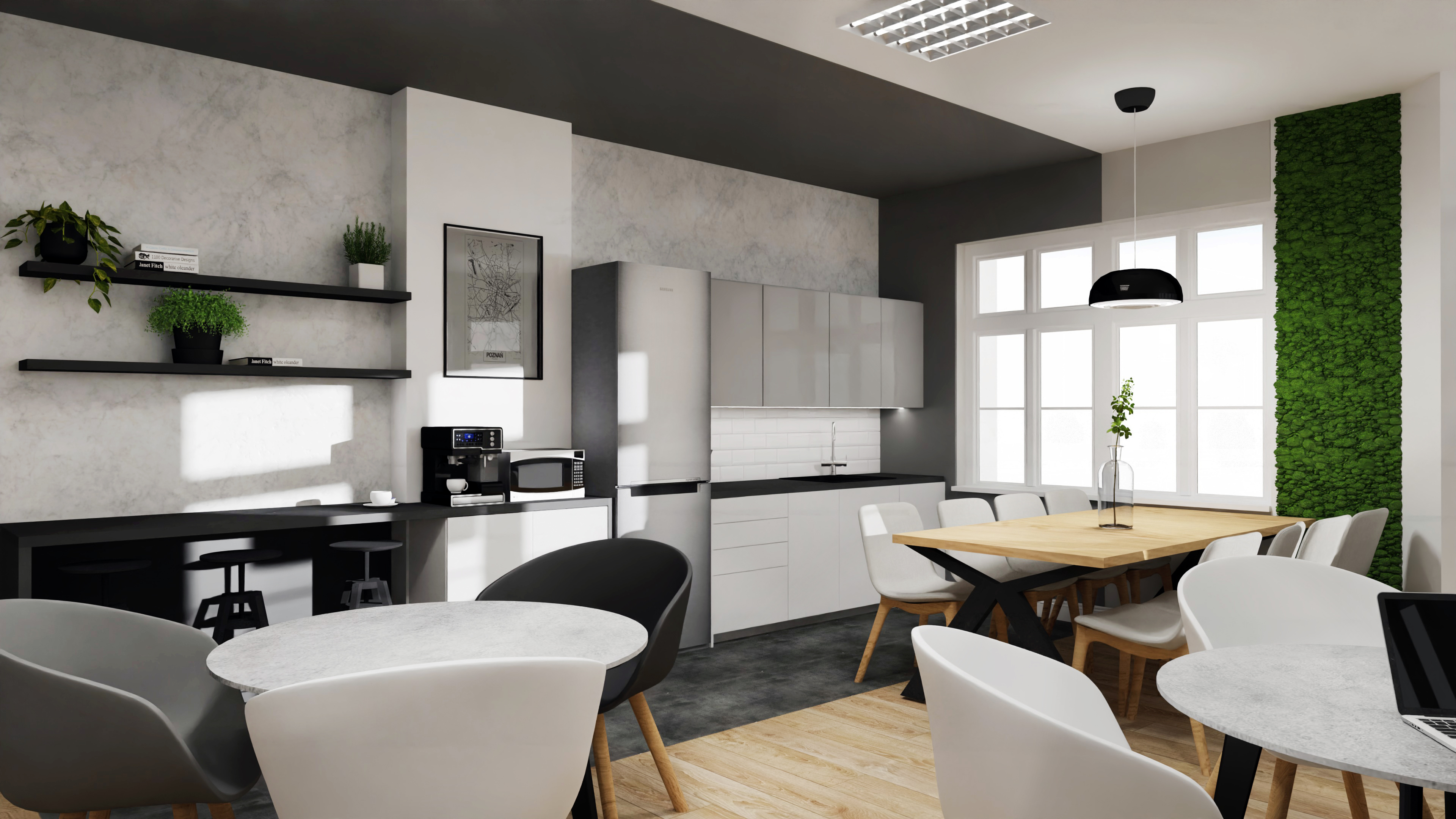 Projekt strefy jadalnianej i relaxu w biurze w Poznaniu-4