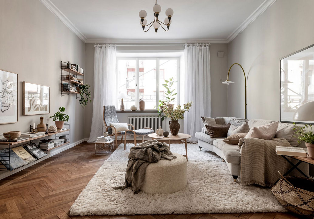 瑞典哥德堡公寓的花卉墙纸餐厅设计-9