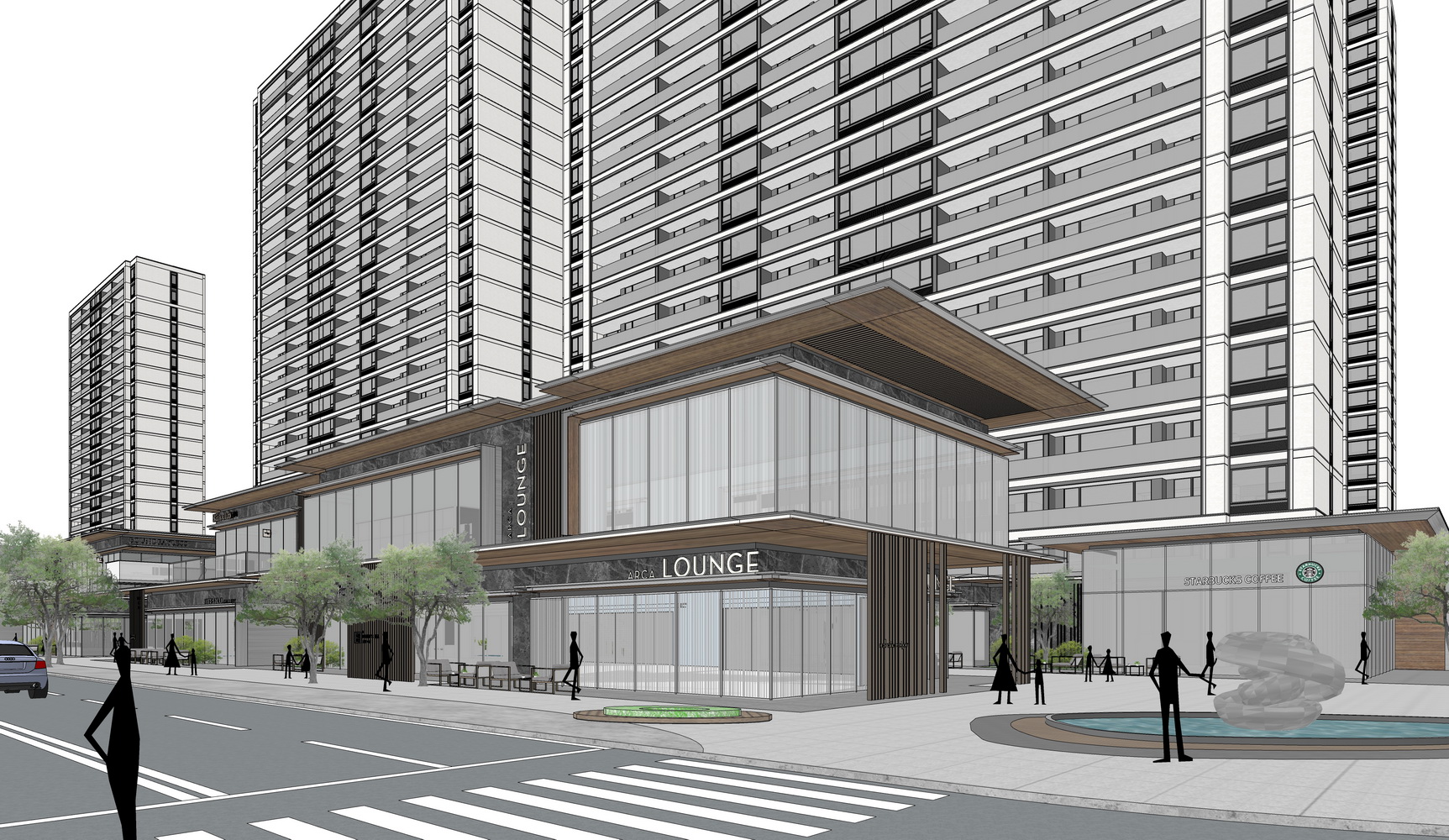 绿城高层住宅+商业街SU模型-3