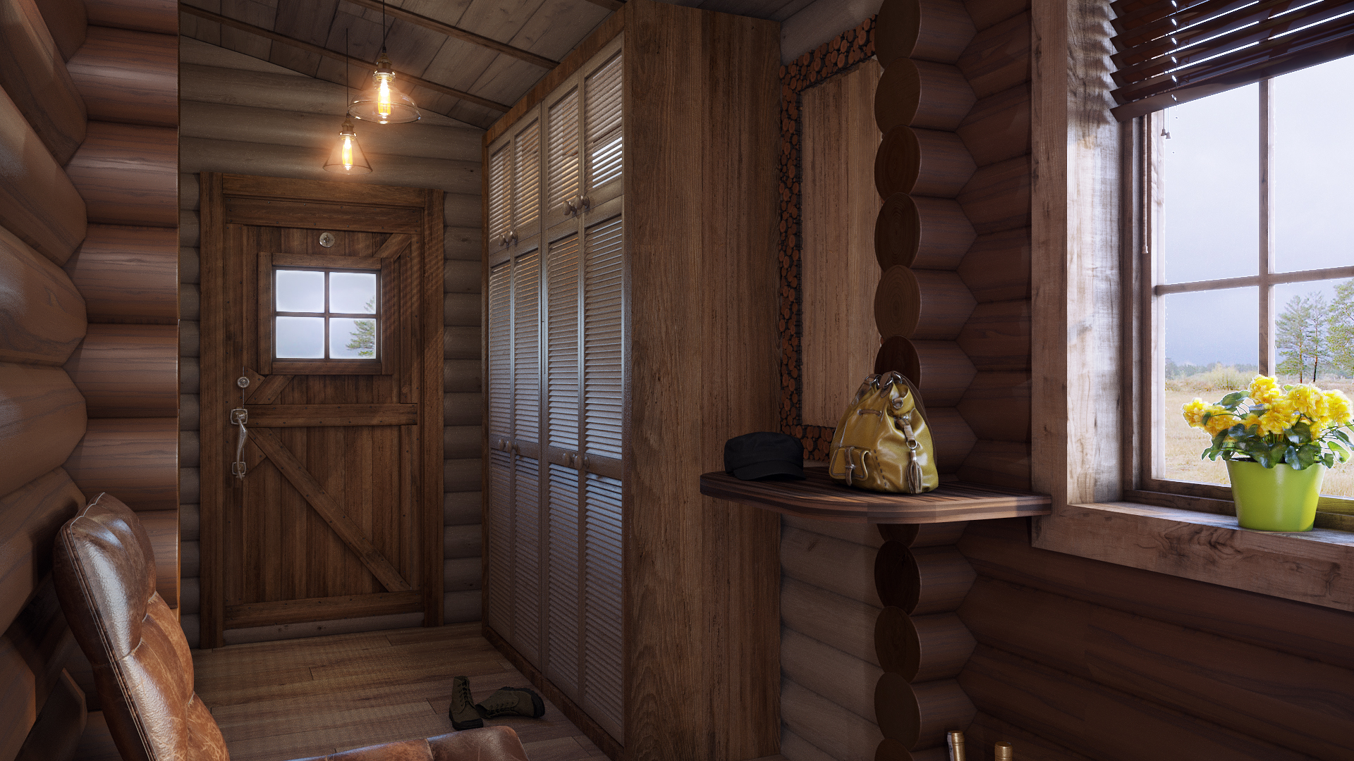 Варианты интерьера в срубе.-37