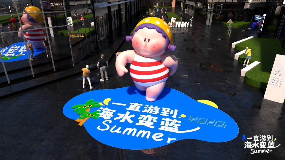 “夏日女孩”暑期夏季原创美陈设计方案-一直游到蓝！-13