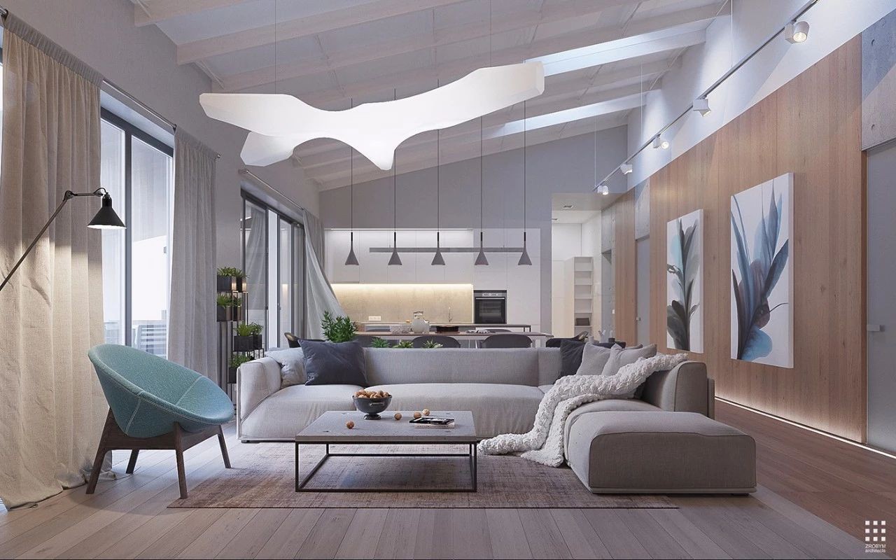 203m²丨水泥灰+木色-0