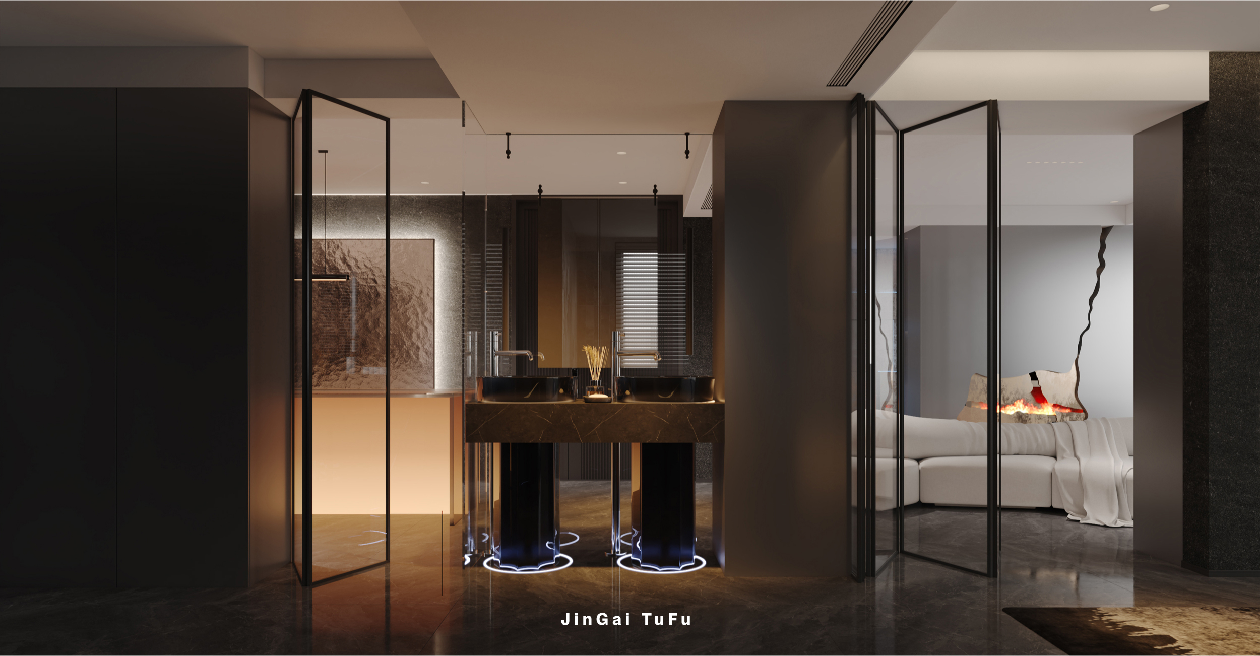 简约黑白灰调主卧设计丨图夫 x 金该-11