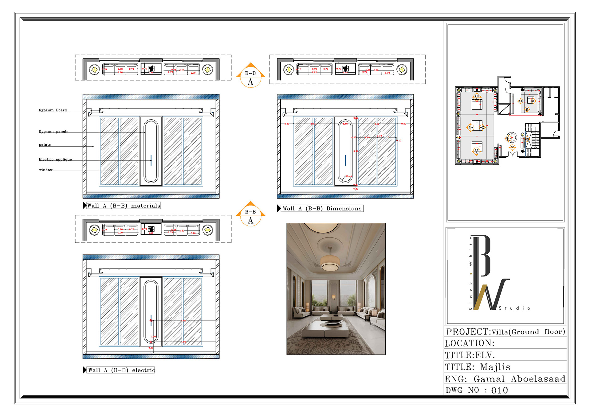 别墅室内设计  首层丨Black N White studio-19