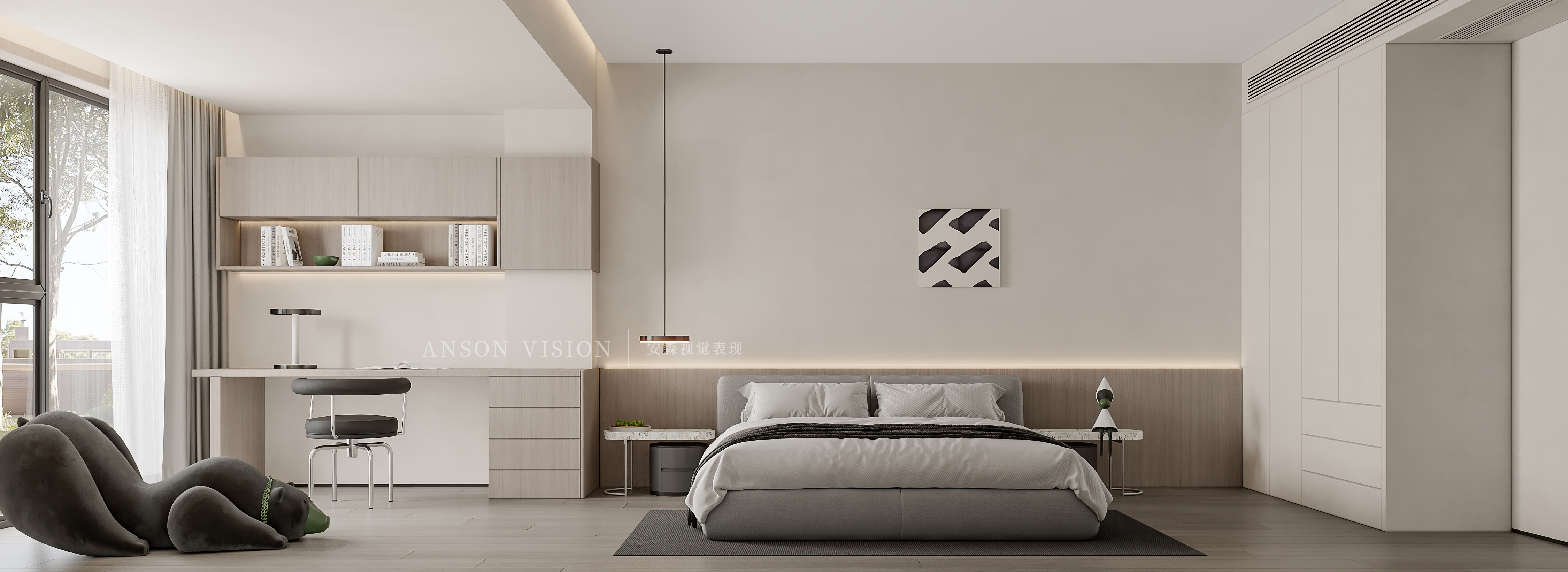 现代多空间极简家装表现丨Ansonvision·蒙头睡-14