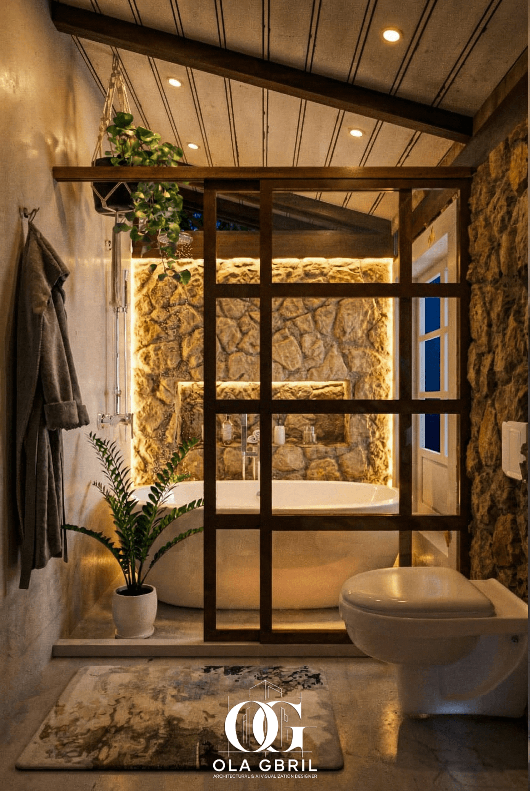 Modern Natural Bathroom | Interior Visualization-8