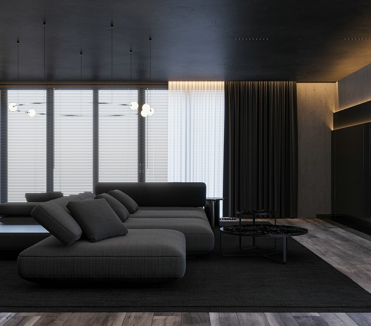 黑色系公寓设计 既沉稳又有设计感！-1