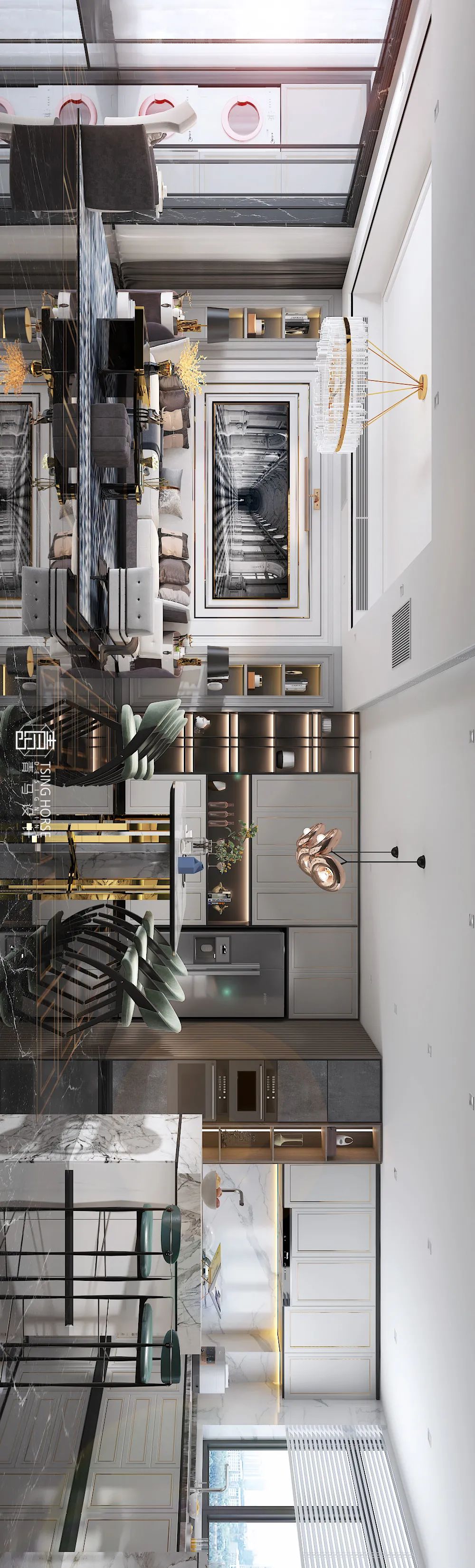 御河上院轻奢格调 | 王清玉 400㎡联排下叠设计-105