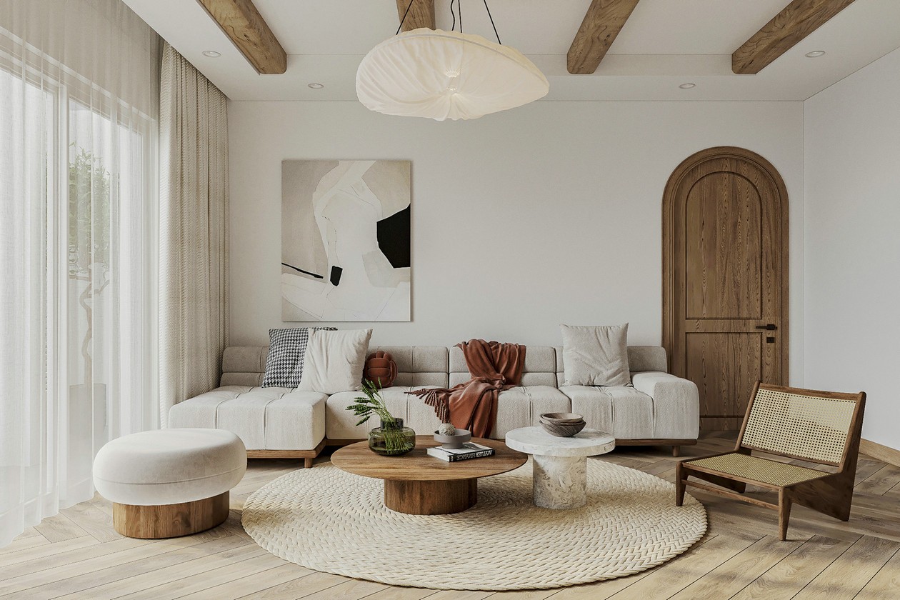 原木与白色住宅-0