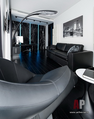 现代黑白调家庭公寓的极简风设计-37