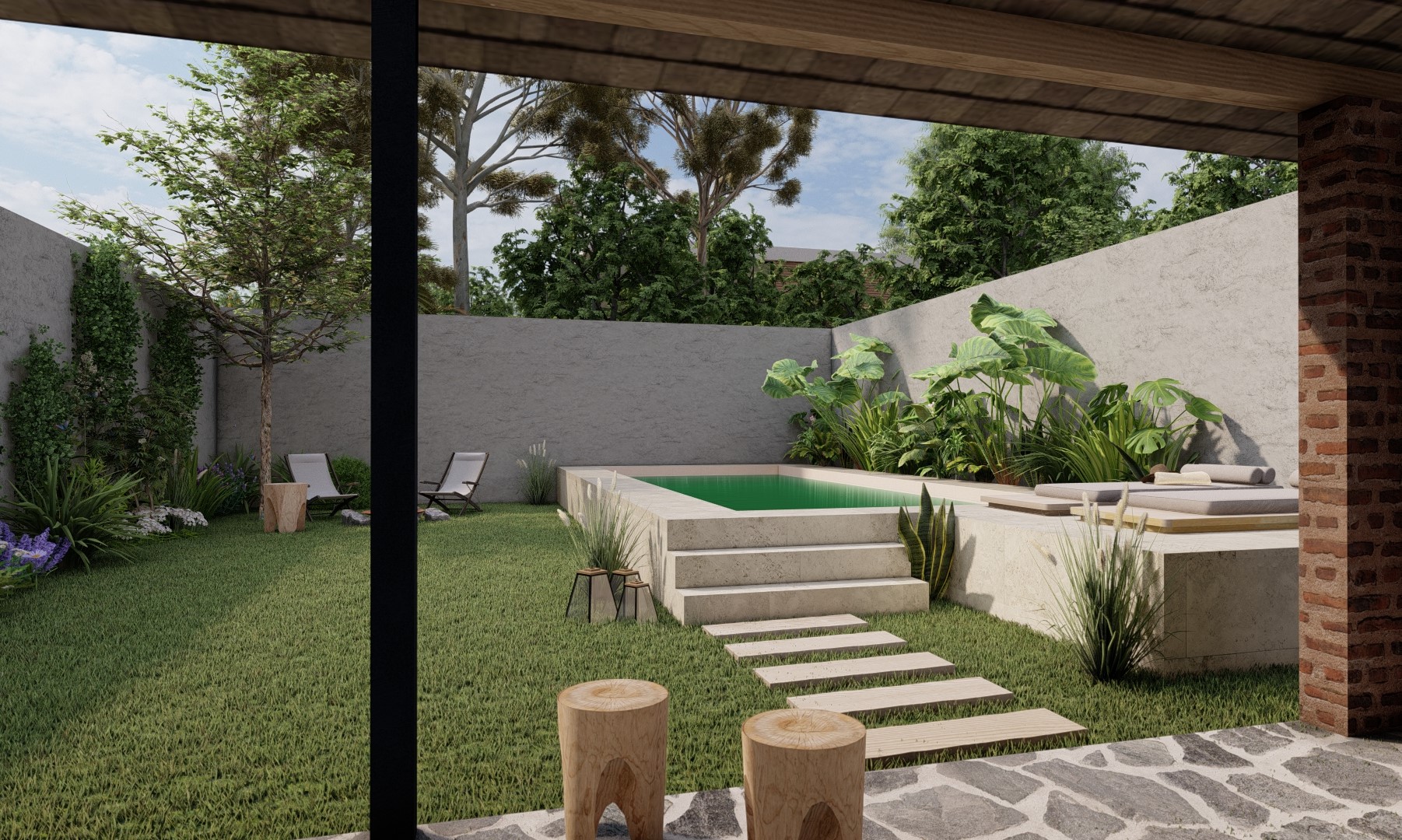 PROYECTO DE PISCINA ESTILO RUSTICO-2