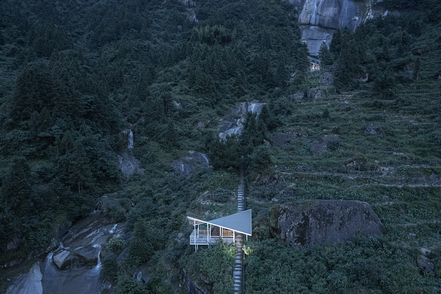 白水洞天,山野几何·白水洞村石瀑间的线性钢亭组群丨中国邵阳丨湖南大学建筑与规划学院-63