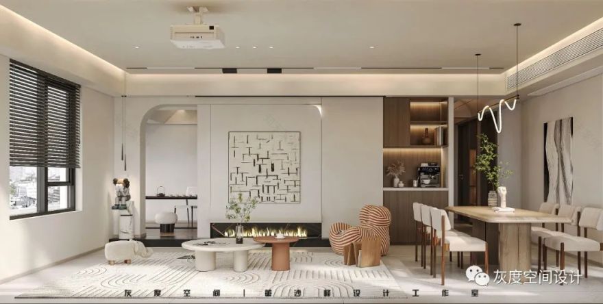 奶油风别墅设计丨灰度空间设计-5