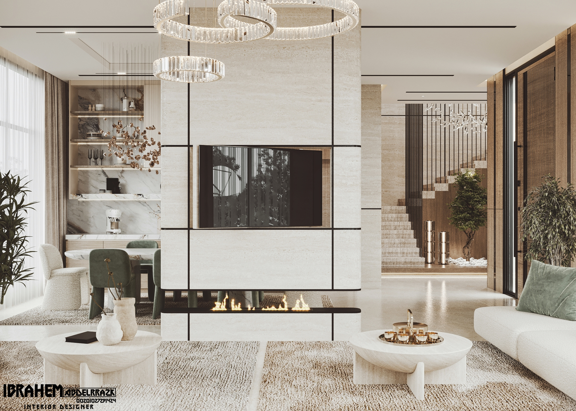 现代家庭大厅+楼梯丨IBRAHIM ABDELRAZK-18