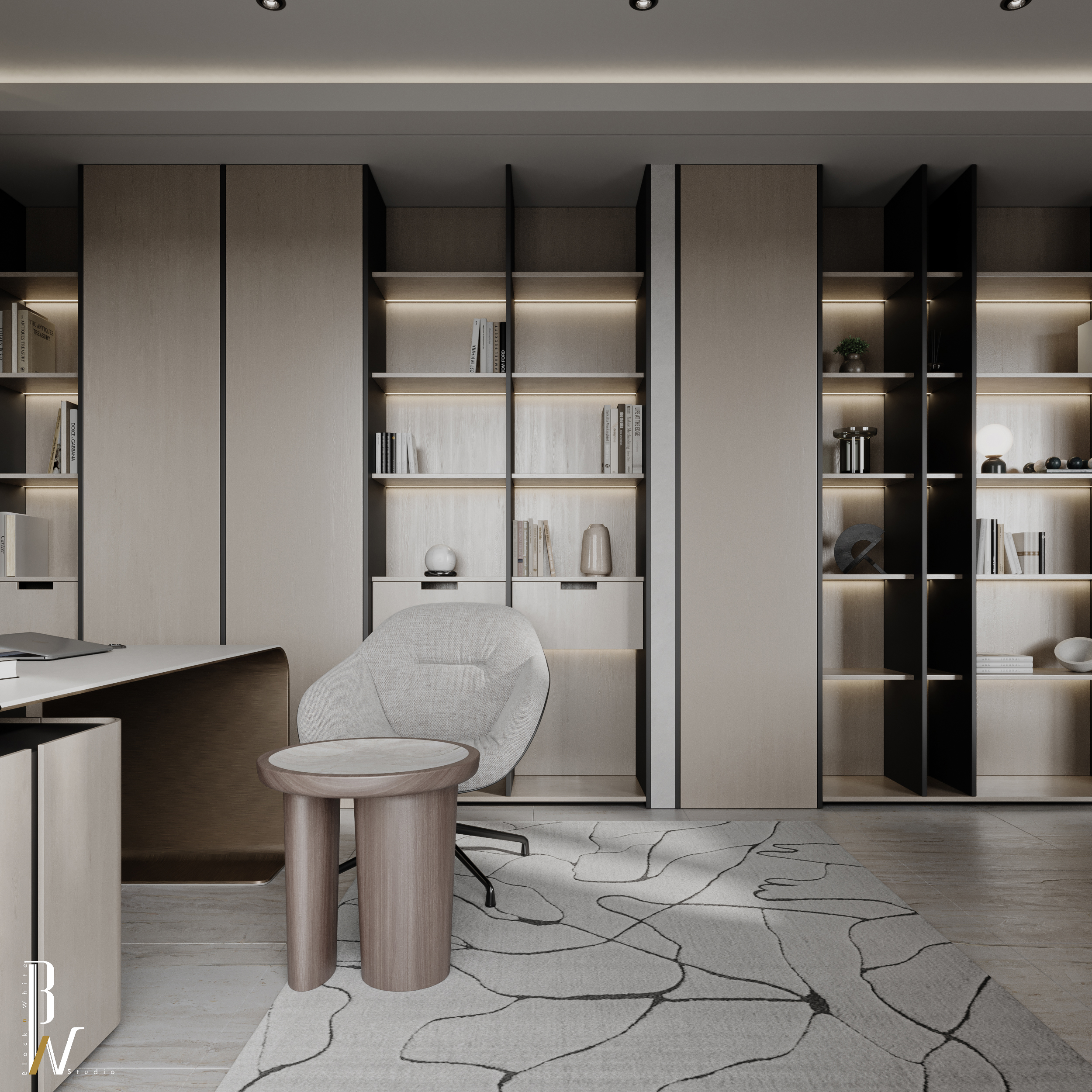 Home Office 设计丨加蓬丨Black N White-21