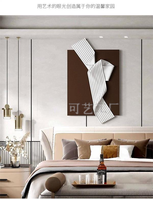 轻奢高档立体手工皮画客厅玄关卧室书房样板房装饰挂画-7