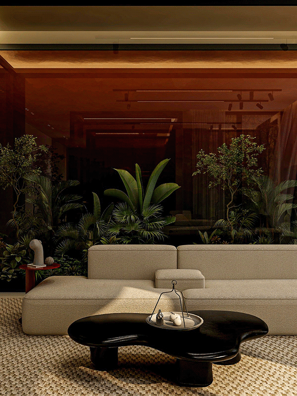 Sleek and Green Living Room-3