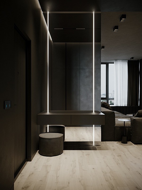 82.7㎡高级黑色系公寓设计 超有质感！-2