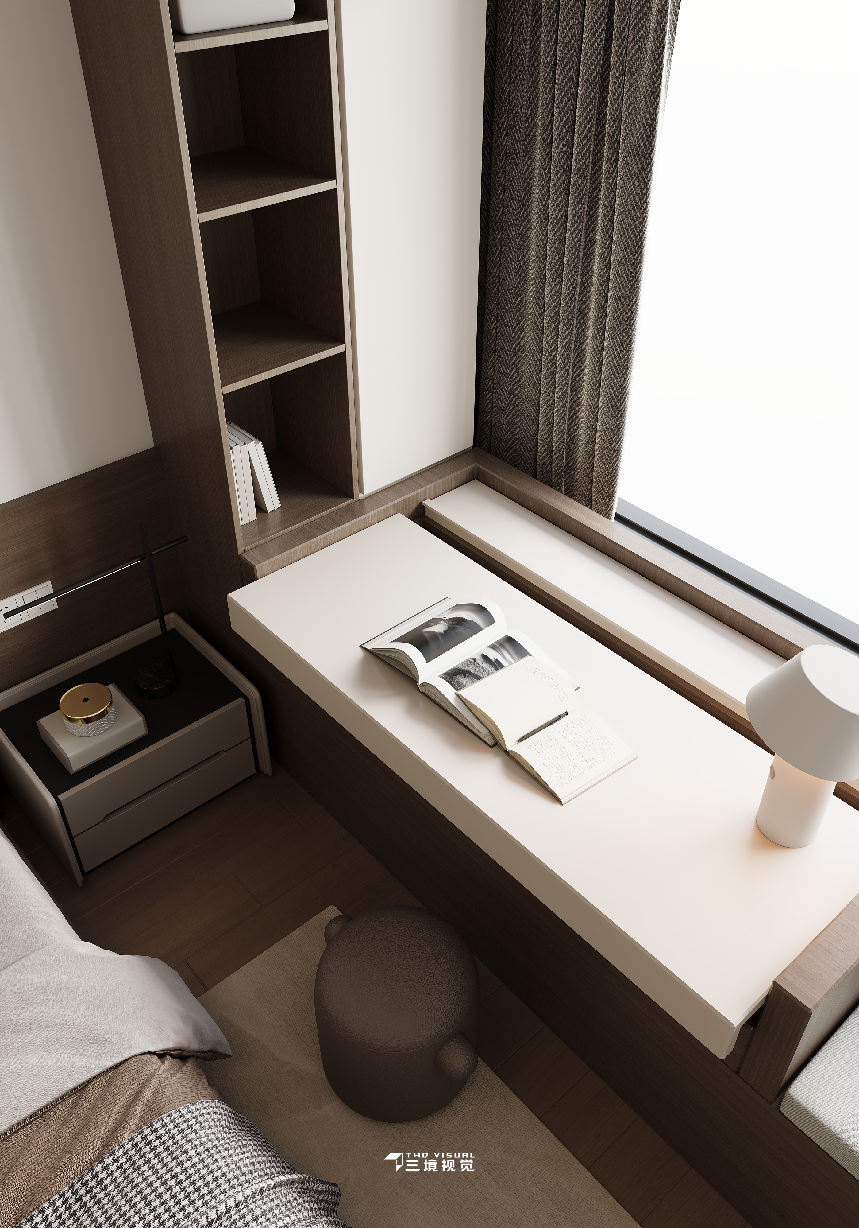 住宅-现代客厅卧室小户型设计-9