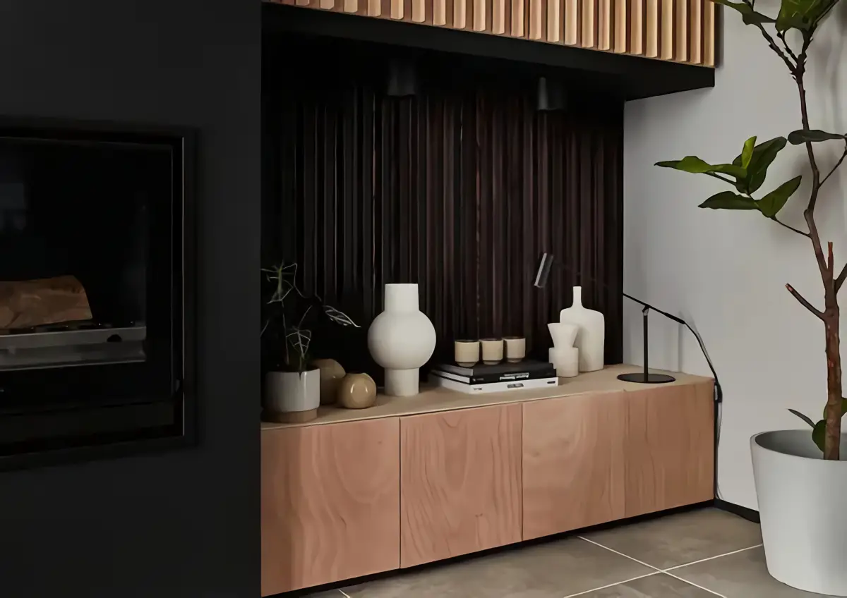 时尚工业风客厅,融入独特设计壁炉-7