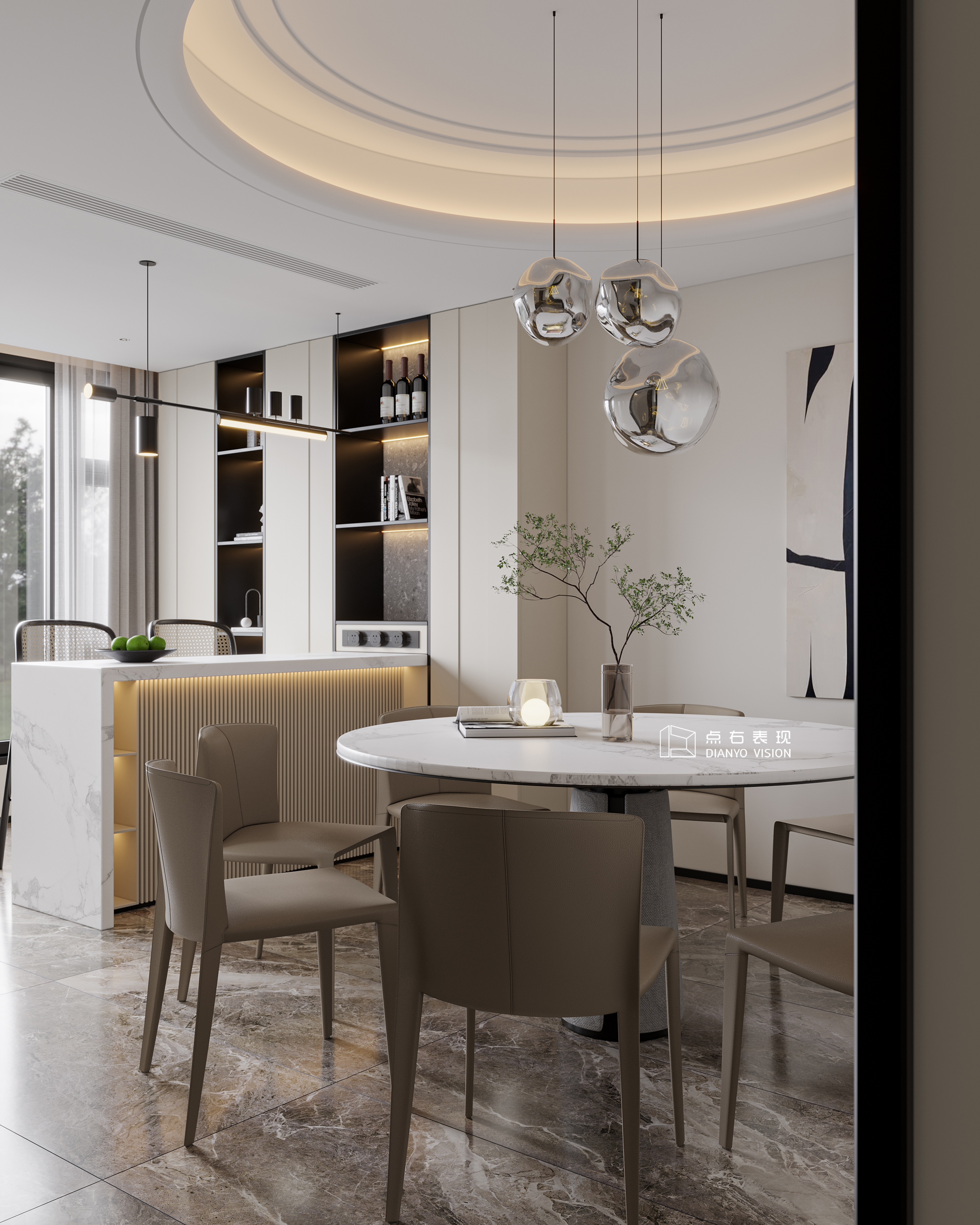 意式轻奢风格室内设计丨点右效果图表现-9