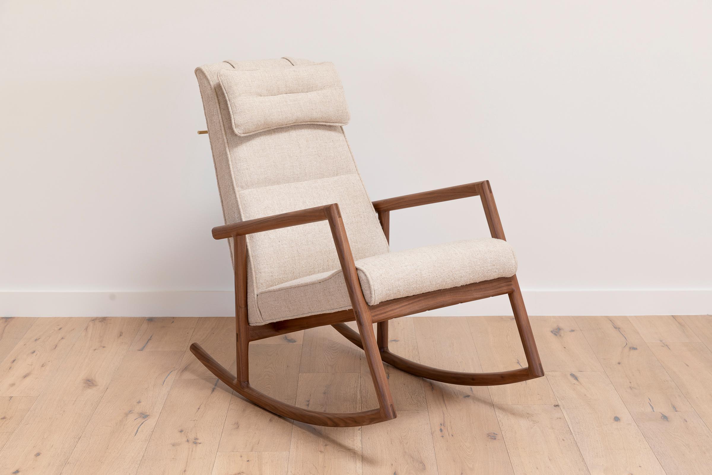Earl Walnut, Ivory Textured Linen Moresby Rocking Chair For Sale at 1stDibs | ivory rocking chair, walnut rocking chair, earl ivory-13