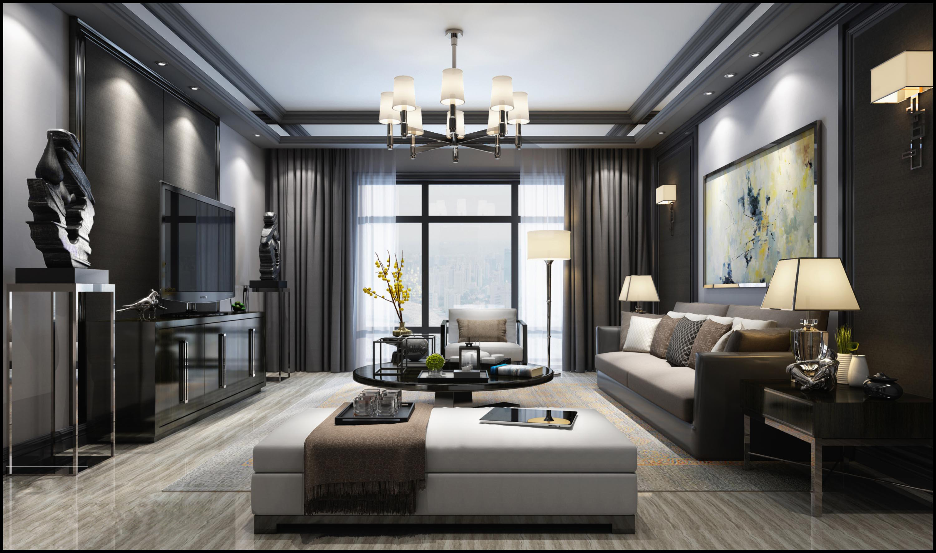 新中式 中式古典 奢华家装别墅样板房-17-38