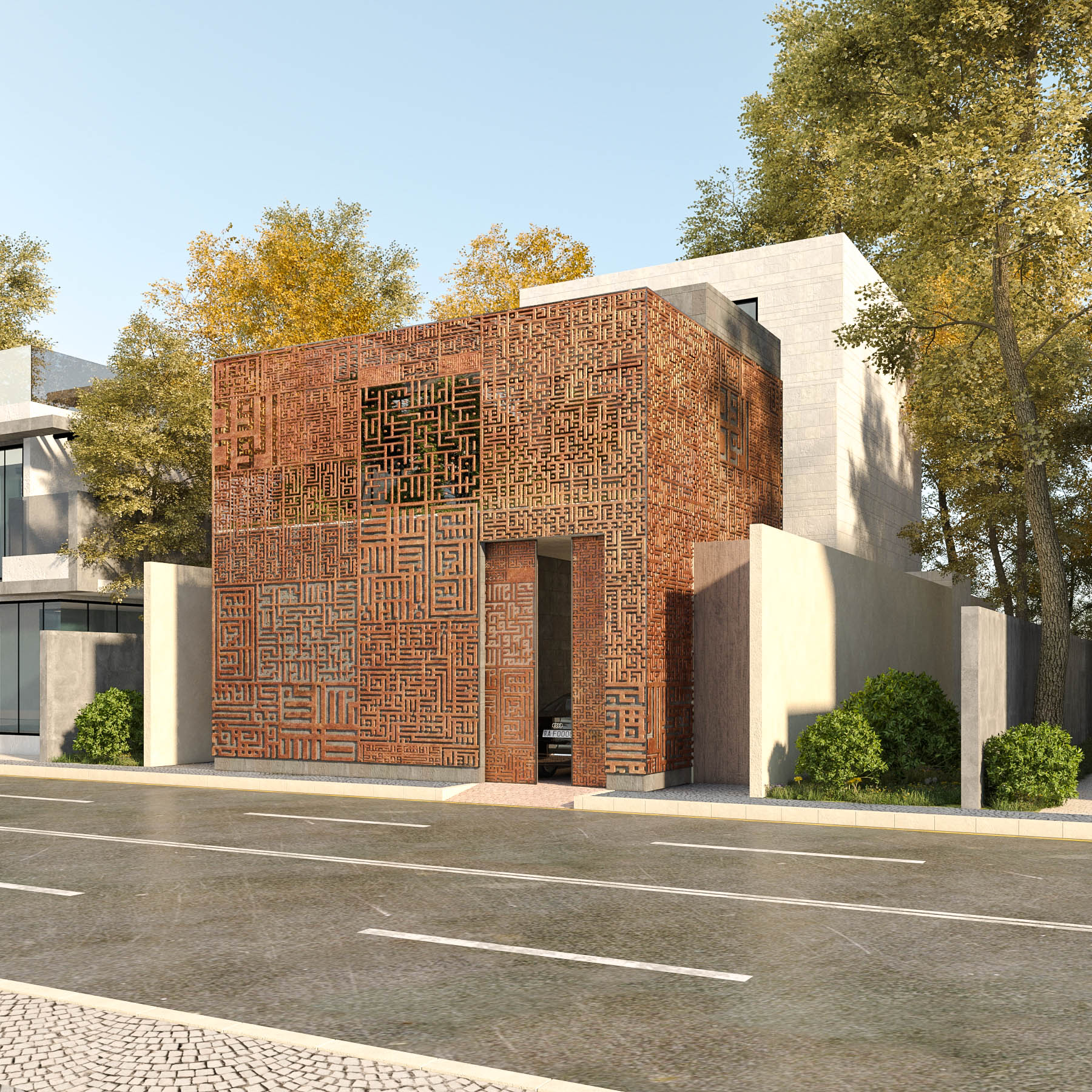 Square kufic font villa design-0