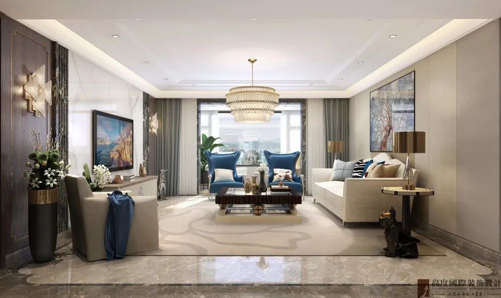 意式新奢华蓝白空间丨高度国际装饰设计集团武汉公司-51