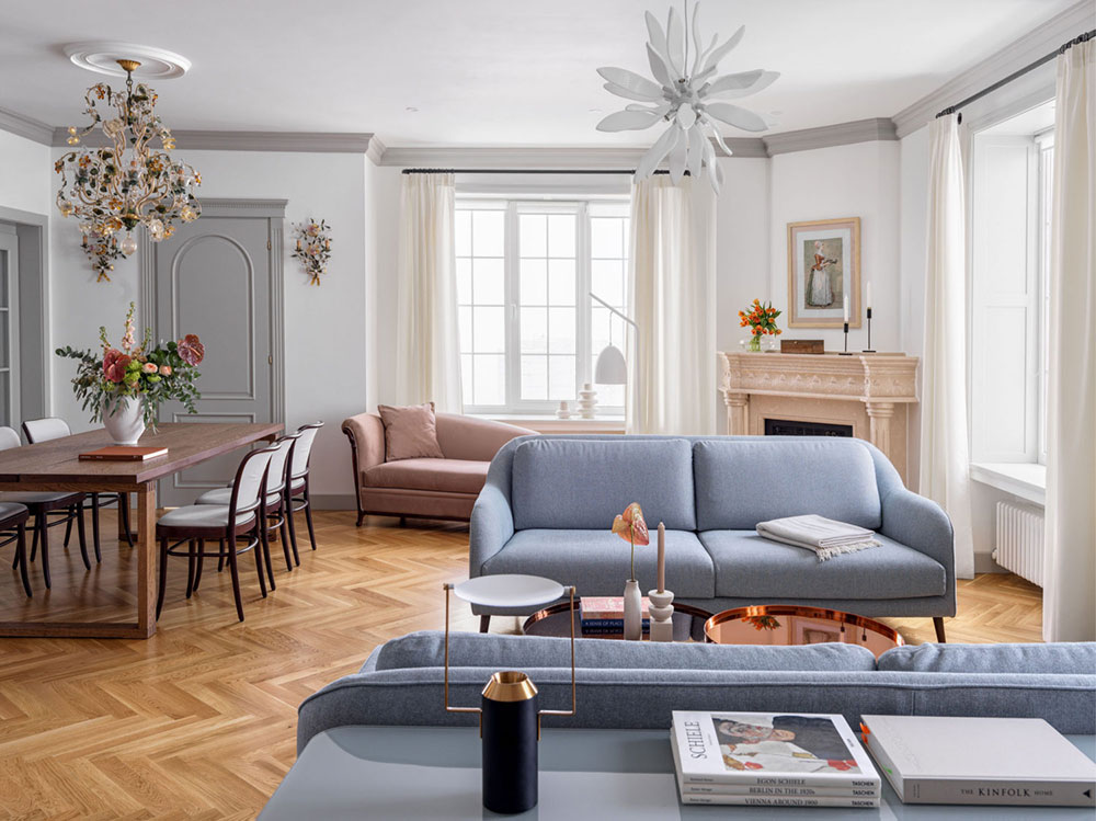 现代风格与古典元素的完美融合 | 明亮公寓设计-2