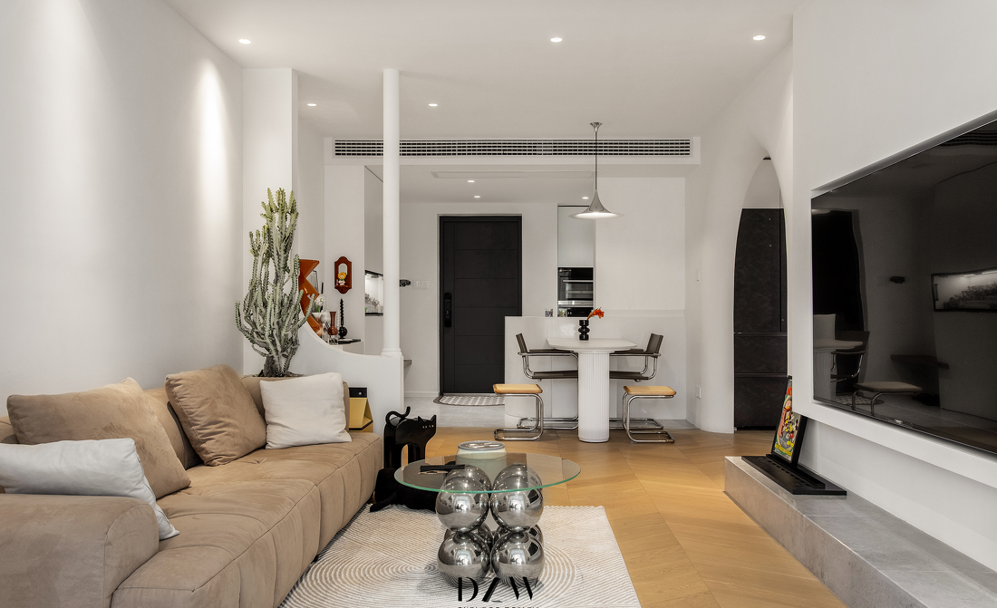 弧形拱门,波浪墙面新居设计-20