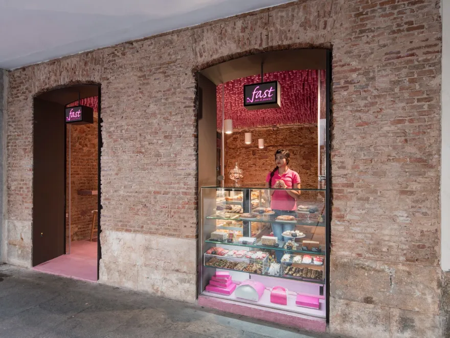 马德里粉色木棍艺术装置面包店丨西班牙马德里丨IDEO arquitectura-37