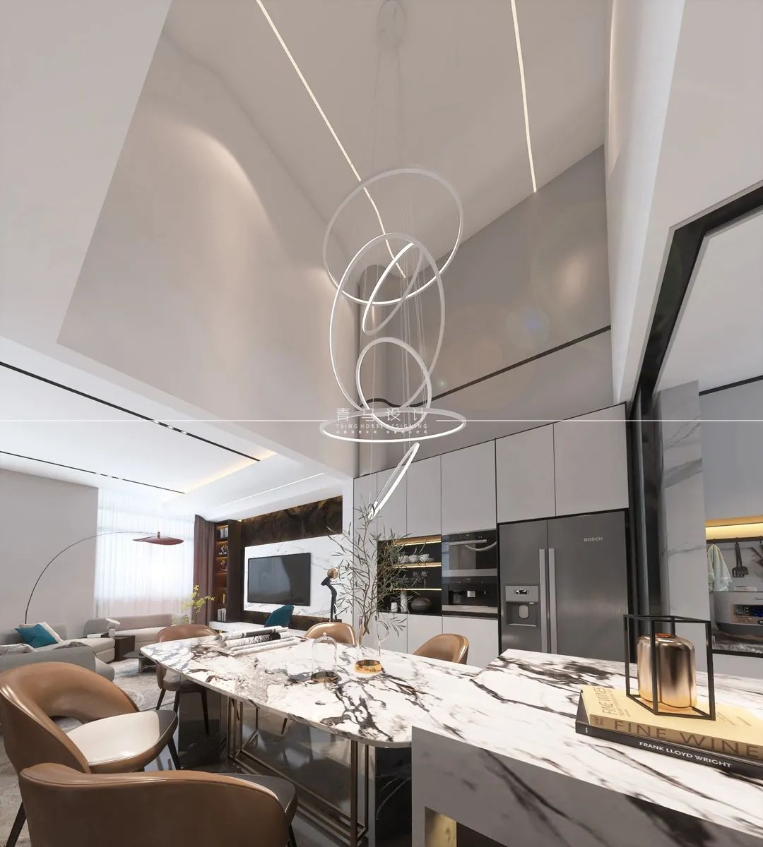 河与墅·王清玉设计·现代简约·200㎡中叠丨青马别墅空间设计-58